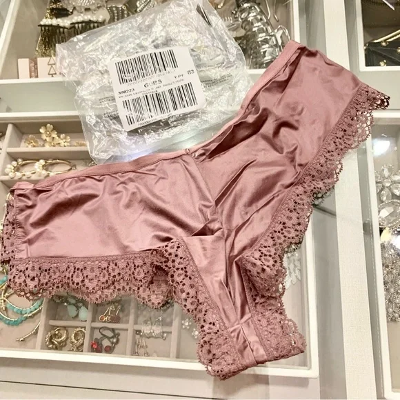 💖 Rose Taupe Banded Leopard Lace Cheeky Panty - Picture 6 of 8